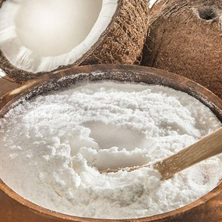 Organic Coconut Milk Powder in bowl with coconuts