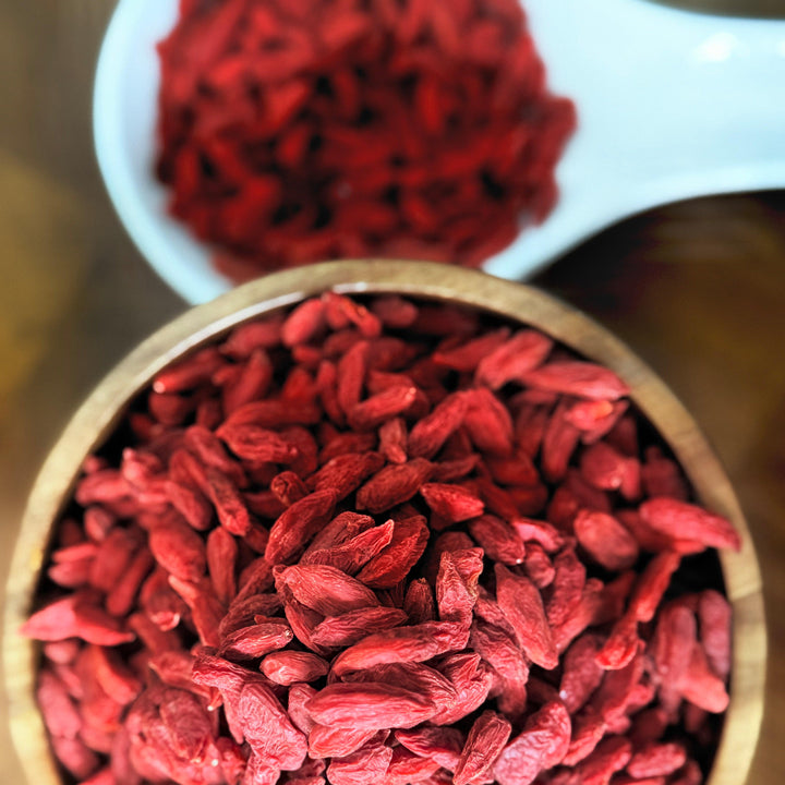 Purely Organic Foods dried organic goji berries, sun-dried and naturally sweet, ideal for snacking or adding to recipes