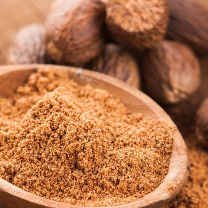 Organic nutmeg powder – aromatic and flavorful, used in everything from spiced cakes and cookies to creamy sauces and herbal remedies

Warm and earthy organic nutmeg by Purely Organic Foods – high-quality ground spice for culinary use, baking, and traditional wellness blends