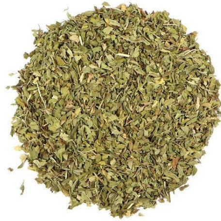 High-quality organic spearmint leaf, cut and sifted, perfect for making soothing herbal tea or natural remedies – offered by Purely Organic Foods