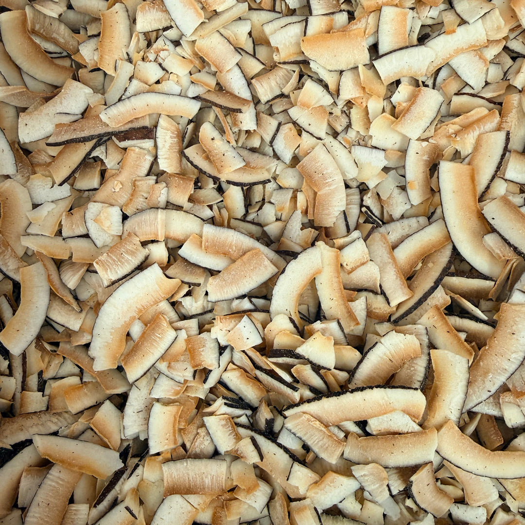 Organic Toasted Coconut Slices by Purely Organic Foods for baking, cooking, and healthy snacking.