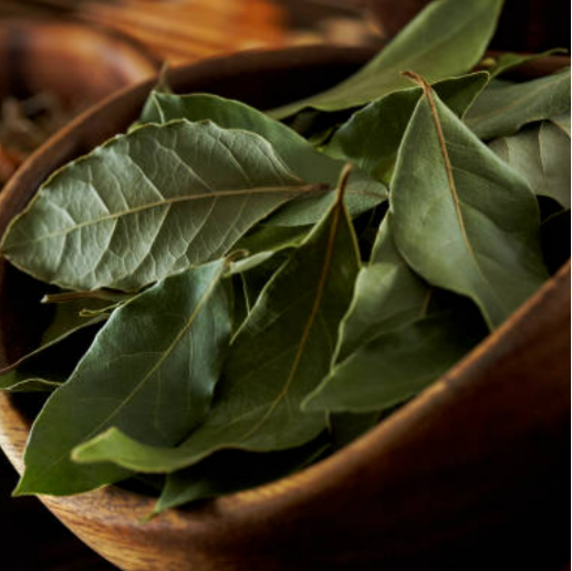 Purely Organic Foods organic sun-dried whole bay leaves, rich in aroma and flavor, ideal for enhancing soups, stews, and slow-cooked dishes.